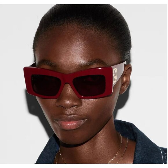 NEW GUCCI SUNGLASSES BURGUNDY RED WOMEN EYEWEAR GUCCI main image 4